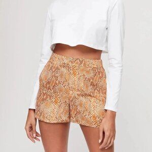 Aritzia Babaton Conan Shorts Beige Brown Snakeskin print High  Rise Waist Size 0